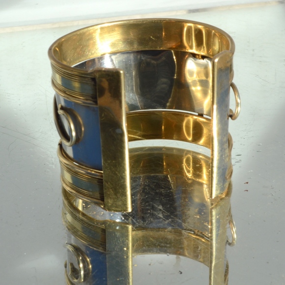 Turquoise Copper Brass Wide Cuff Bracelet Silver - Picture 8 of 8